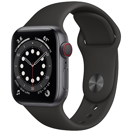 Apple Watch Series 6 40mm Space Grey Aluminium Case with Black Sport Band