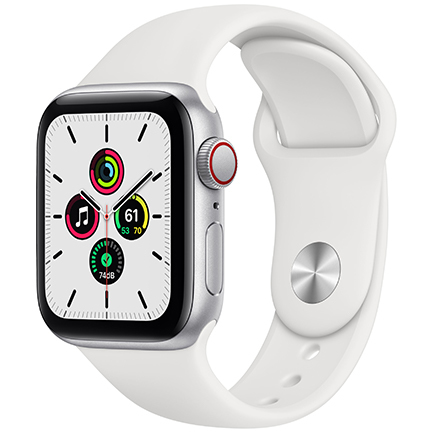 Apple Watch SE 40mm 2020 Silver Aluminium Case with White Sport Band