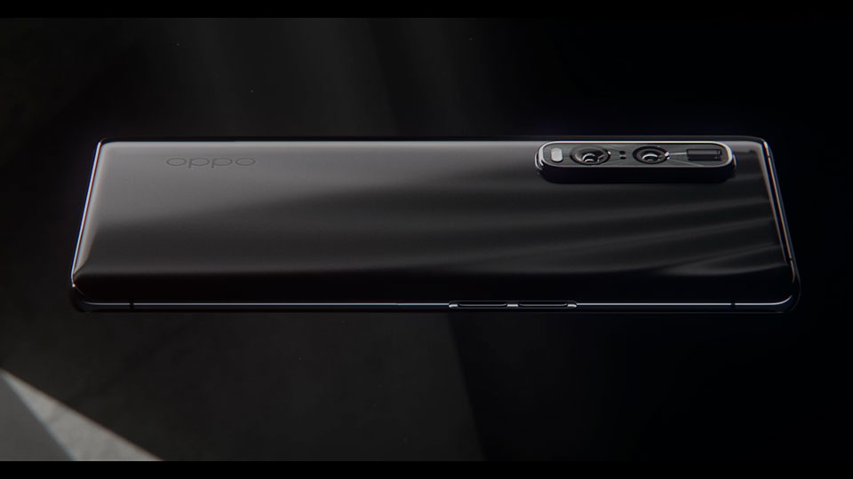 back of the black OPPO Find X2 Pro on a black background
