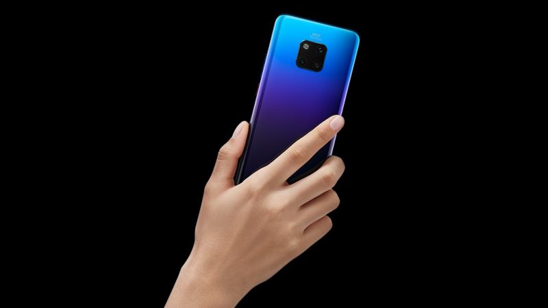 Someone holding the Huawei Mate 20 Pro showcasing the triple camera