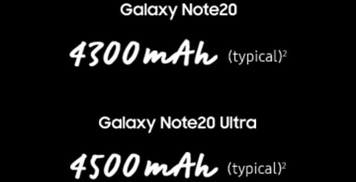 Note20 and Note20 Ultra battery comparison