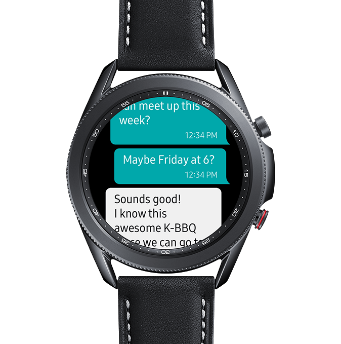 Samsung Galaxy Watch3 with messages