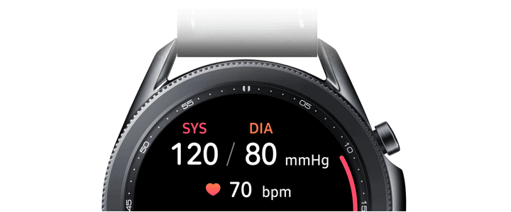 Samsung Galaxy Watch3 showing blood pressure