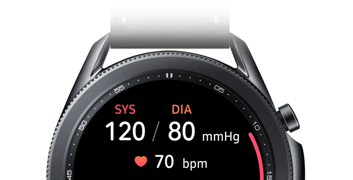 Samsung Galaxy Watch3 showing blood pressure
