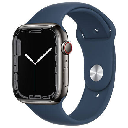 Apple Watch Series 7 45mm Graphite Stainless Steel Case with Abyss Blue Sport Band